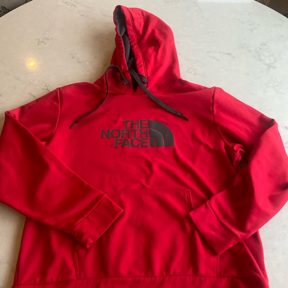 Men’s The North Face hoodie.  Red and gray. Size XL